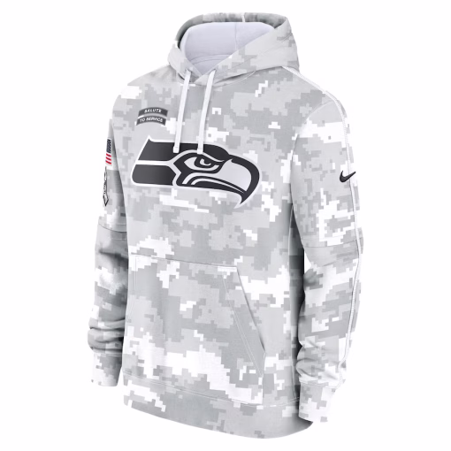 Seattle Seahawks Nike 2024 Salute to Service Club Fleece Pullover Hoodie – Arctic Camo - Image 2
