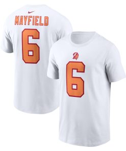 Baker Mayfield ’76 Tampa Bay Buccaneers Nike 50th Season Name & Number T-Shirt – White