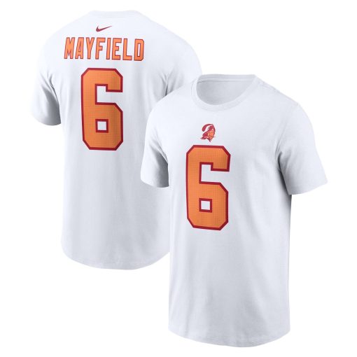 Baker Mayfield ’76 Tampa Bay Buccaneers Nike 50th Season Name & Number T-Shirt – White