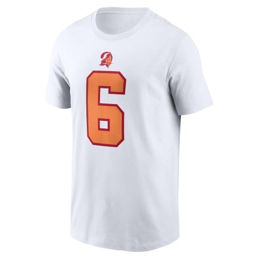 Baker Mayfield ’76 Tampa Bay Buccaneers Nike 50th Season Name & Number T-Shirt – White - Image 2