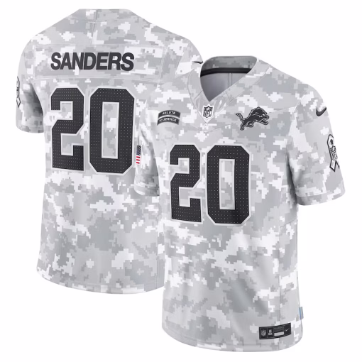 Barry Sanders Detroit Lions Nike 2024 Salute to Service Retired Player Limited Jersey – Arctic Camo