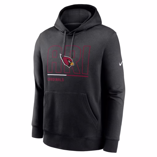 Arizona Cardinals Nike City Code Club Fleece Pullover Hoodie – Black - Image 2
