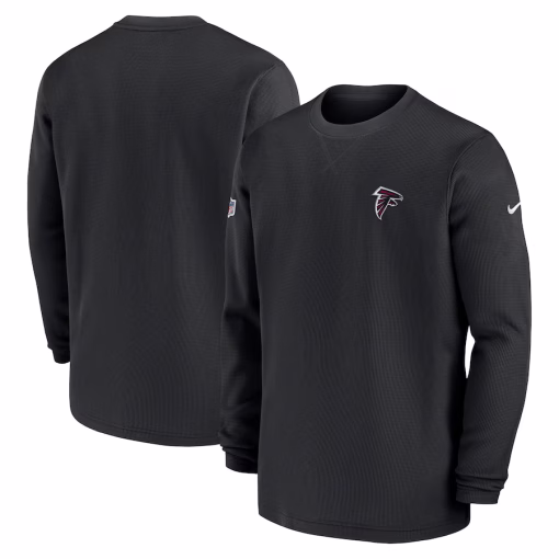 Atlanta Falcons Nike 2023 Sideline Throwback Heavy Brushed Waffle Long Sleeve Top – Black