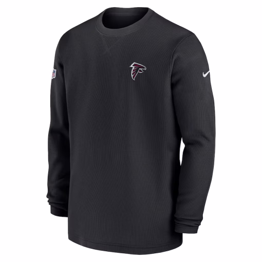 Atlanta Falcons Nike 2023 Sideline Throwback Heavy Brushed Waffle Long Sleeve Top – Black - Image 2