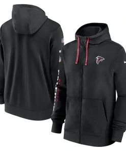 Atlanta Falcons Nike 2024 Sideline Club Full-Zip Hoodie – Black