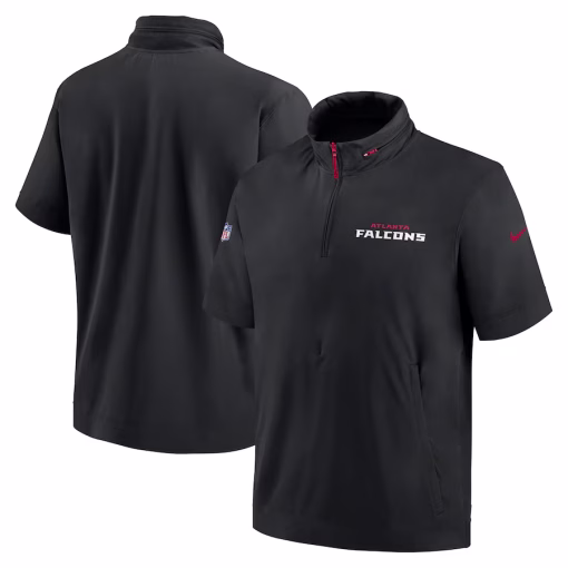Atlanta Falcons Nike 2024 Sideline Coach Short Sleeve Half-Zip Hoodie Jacket – Black