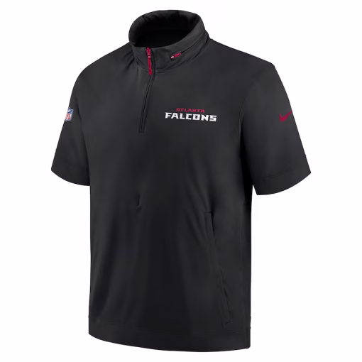 Atlanta Falcons Nike 2024 Sideline Coach Short Sleeve Half-Zip Hoodie Jacket – Black - Image 2