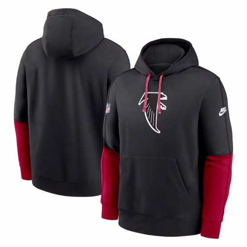 Atlanta Falcons Nike Throwback Logo Club Tri-Blend Pullover Hoodie – Black