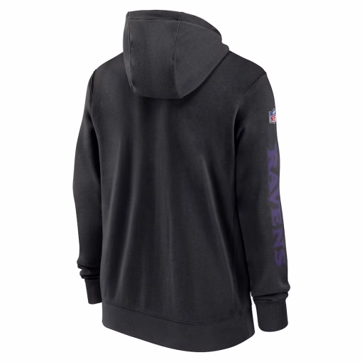 Baltimore Ravens Nike 2024 Sideline Club Full-Zip Hoodie – Black - Image 3