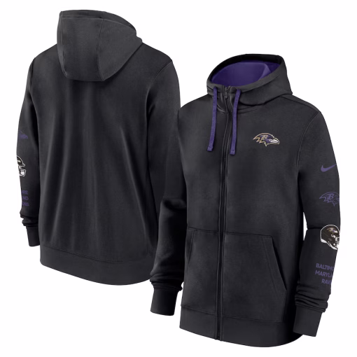 Baltimore Ravens Nike Club Full-Zip Hoodie Jacket – Black