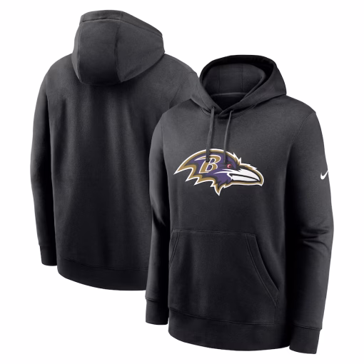 Baltimore Ravens Nike Club Logo Pullover Hoodie – Black