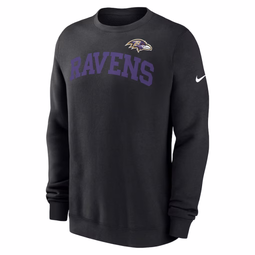 Baltimore Ravens Nike Club Pullover Sweatshirt – Black - Image 2