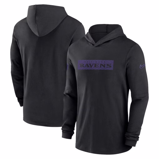 Baltimore Ravens Nike Sideline Hoodie Performance Long Sleeve T-Shirt – Black