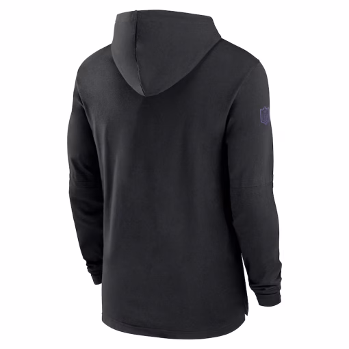 Baltimore Ravens Nike Sideline Hoodie Performance Long Sleeve T-Shirt – Black - Image 3