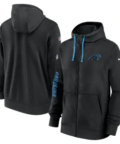 Carolina Panthers Nike 2024 Sideline Club Full-Zip Hoodie – Black