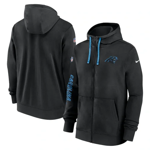 Carolina Panthers Nike 2024 Sideline Club Full-Zip Hoodie – Black