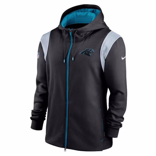 Carolina Panthers Nike Performance Sideline Lockup Full-Zip Hoodie – Black - Image 2