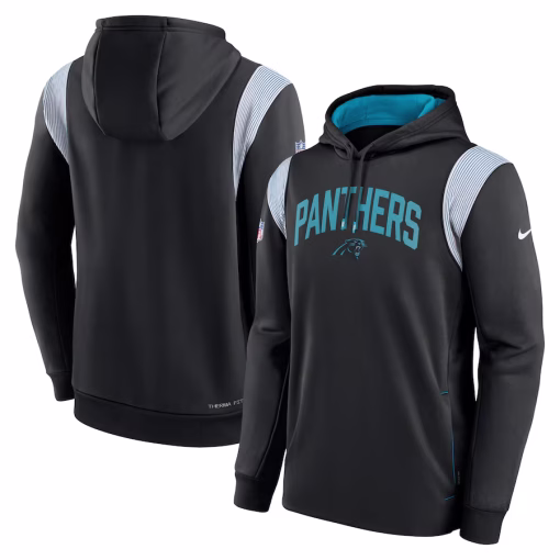 Carolina Panthers Nike Sideline Athletic Stack Performance Pullover Hoodie – Black