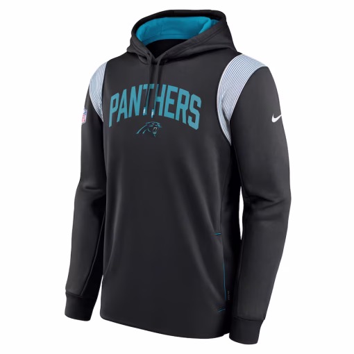 Carolina Panthers Nike Sideline Athletic Stack Performance Pullover Hoodie – Black - Image 2