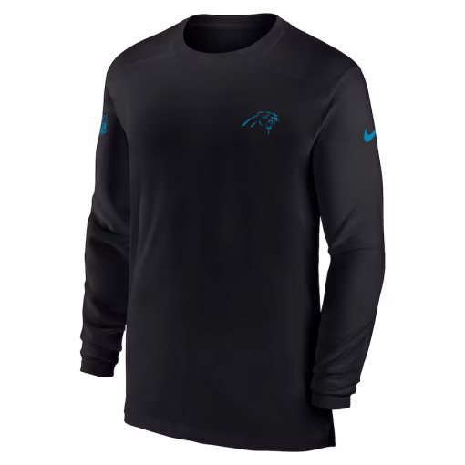 Carolina Panthers Nike Sideline Coach Performance Long Sleeve T-Shirt – Black - Image 2