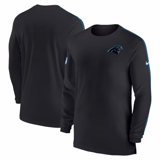 Carolina Panthers Nike Sideline Coach UV Performance Long Sleeve T-Shirt – Black