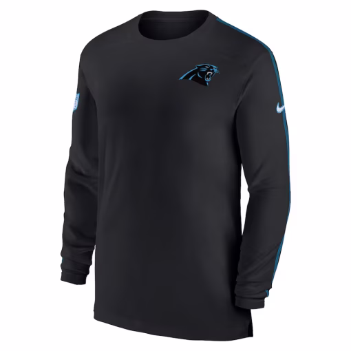 Carolina Panthers Nike Sideline Coach UV Performance Long Sleeve T-Shirt – Black - Image 2
