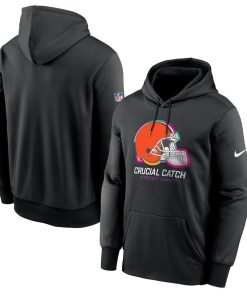 Cleveland Browns Nike 2024 NFL Crucial Catch Performance Fleece Pullover Hoodie – Black