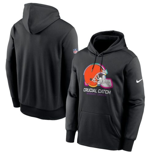 Cleveland Browns Nike 2024 NFL Crucial Catch Performance Fleece Pullover Hoodie – Black