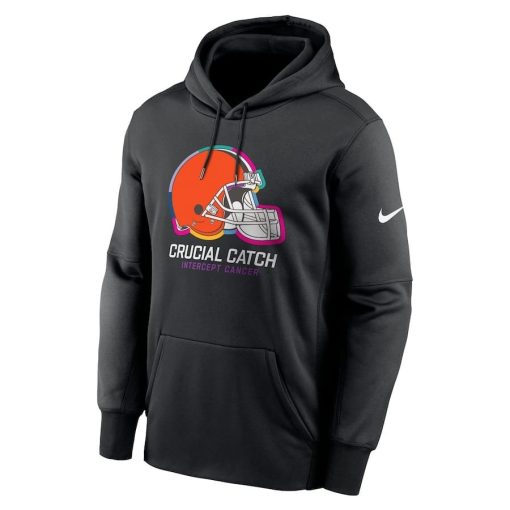 Cleveland Browns Nike 2024 NFL Crucial Catch Performance Fleece Pullover Hoodie – Black - Image 2