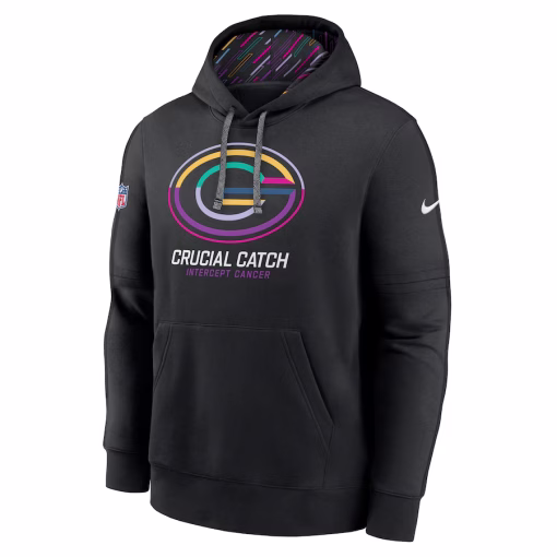 Men’s Green Bay Packers Nike Black 2024 NFL Crucial Catch Club Pullover Hoodie - Image 2