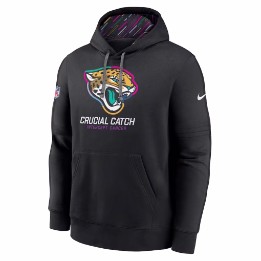 Jacksonville Jaguars Nike 2024 NFL Crucial Catch Club Pullover Hoodie – Black - Image 2