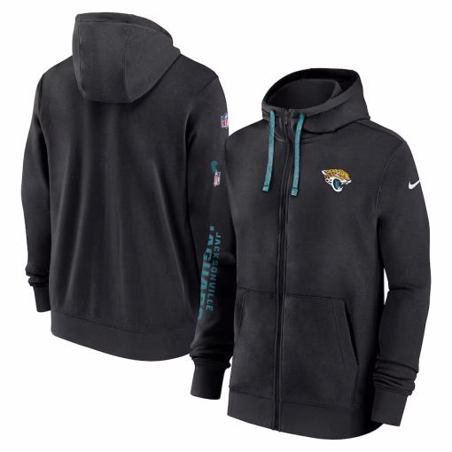 Jacksonville Jaguars Nike 2024 Sideline Club Full-Zip Hoodie – Black