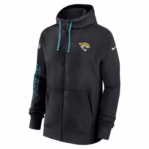 Jacksonville Jaguars Nike 2024 Sideline Club Full-Zip Hoodie – Black - Image 2