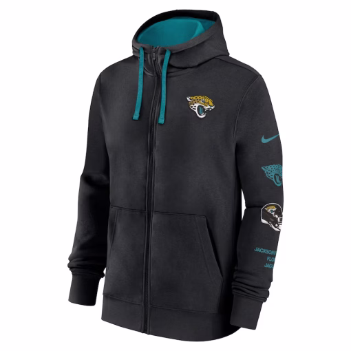 Jacksonville Jaguars Nike Club Full-Zip Hoodie Jacket – Black - Image 2