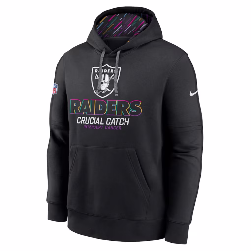 Las Vegas Raiders Nike 2024 NFL Crucial Catch Club Pullover Hoodie – Black - Image 2