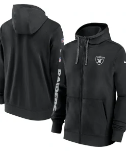 Las Vegas Raiders Nike 2024 Sideline Club Full-Zip Hoodie – Black