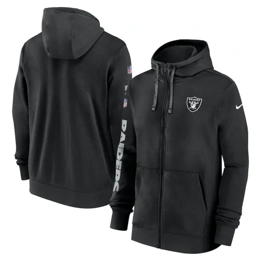 Las Vegas Raiders Nike 2024 Sideline Club Full-Zip Hoodie – Black