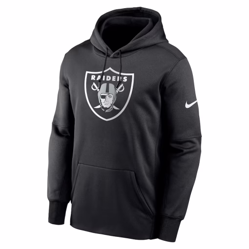 Las Vegas Raiders Nike Big & Tall Fan Gear Prime Logo Fleece Performance Pullover Hoodie – Black - Image 2