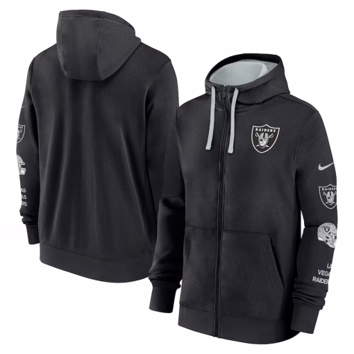 Las Vegas Raiders Nike Club Full-Zip Hoodie Jacket – Black