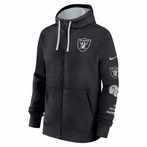 Las Vegas Raiders Nike Club Full-Zip Hoodie Jacket – Black - Image 2