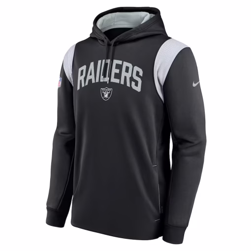 Las Vegas Raiders Nike Sideline Athletic Stack Performance Pullover Hoodie – Black - Image 2