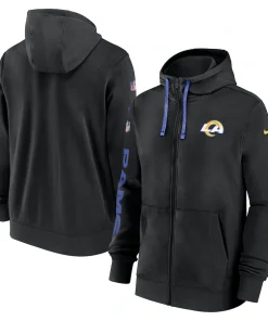 Los Angeles Rams Nike 2024 Sideline Club Full-Zip Hoodie – Black