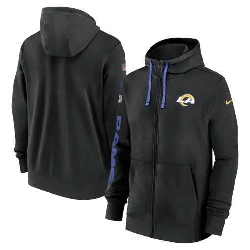 Los Angeles Rams Nike 2024 Sideline Club Full-Zip Hoodie – Black
