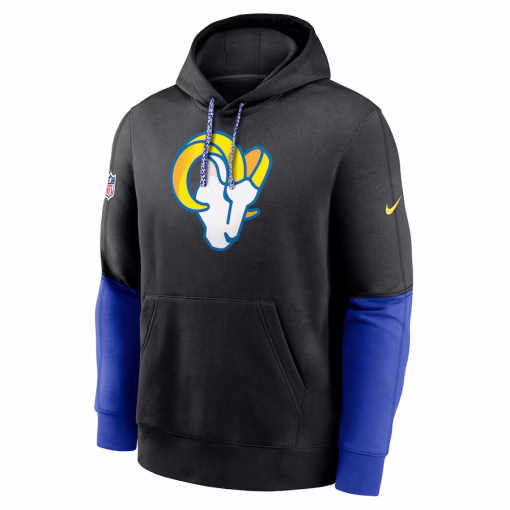 Los Angeles Rams Nike 2024 Sideline Club Pullover Hoodie – Black - Image 2