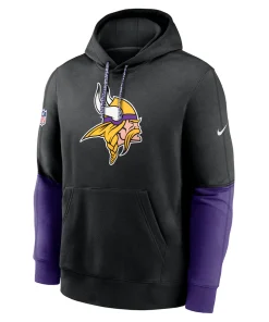 Alternative view of Minnesota Vikings Nike 2024 Sideline Club Pullover Hoodie – Black