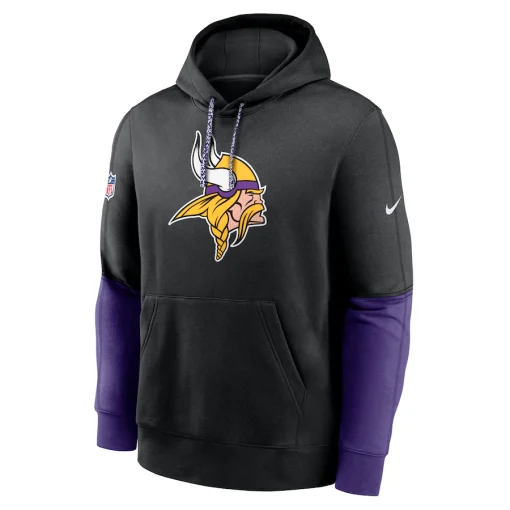Minnesota Vikings Nike 2024 Sideline Club Pullover Hoodie – Black - Image 2