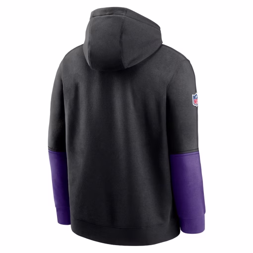 Minnesota Vikings Nike 2024 Sideline Club Pullover Hoodie – Black - Image 3