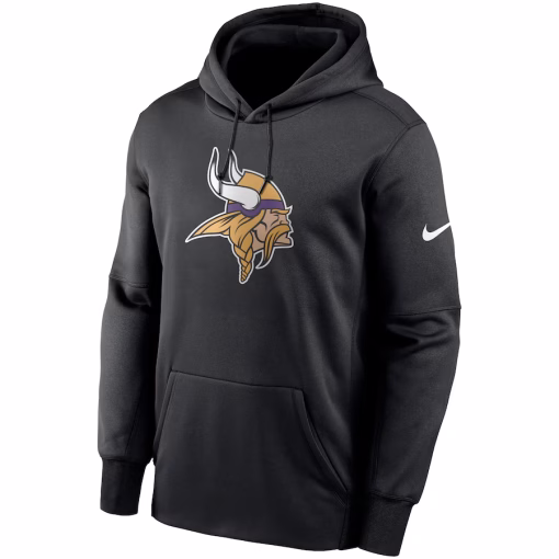 Minnesota Vikings Nike Fan Gear Primary Logo Performance Pullover Hoodie – Black - Image 2