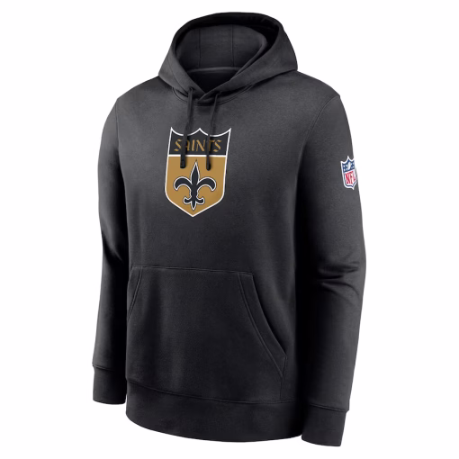 New Orleans Saints Nike 2023 Sideline Club Alternate Tri-Blend Pullover Hoodie – Black - Image 2