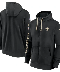 New Orleans Saints Nike 2024 Sideline Club Full-Zip Hoodie – Black